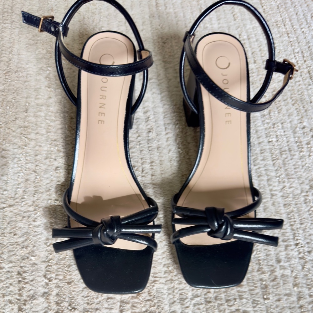 Journee Collection Black Strappy Heels